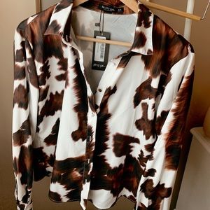 Nasty gal cow print button down